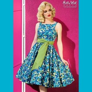 Pin up girl clothing Blue Vintage Style Maria Dress